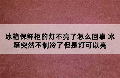 冰箱保鲜柜的灯不亮了怎么回事 冰箱突然不制冷了但是灯可以亮